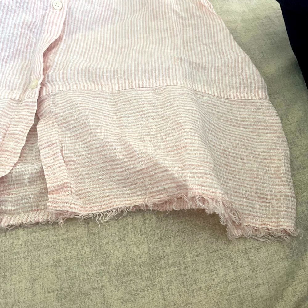 Pure Navy Tops | Pure Navy Blue Linen Button Back Halter soft pink